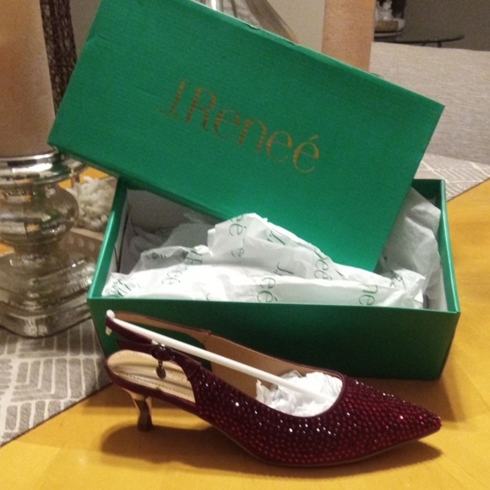 J.Renee Burgundy Sparkle Slingback Heels